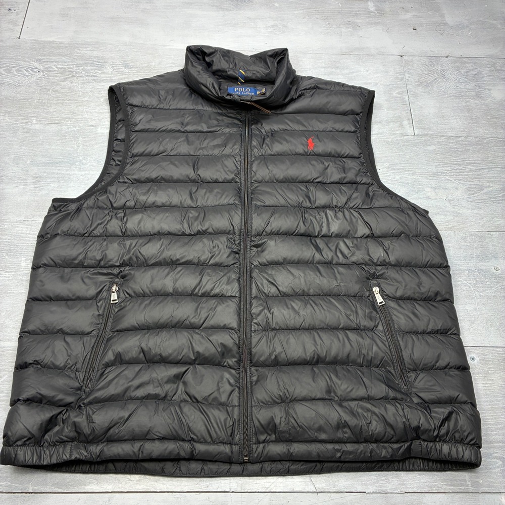Polo Ralph Lauren Puffer Vest Mens 2XLT Black Down Quilted Packable